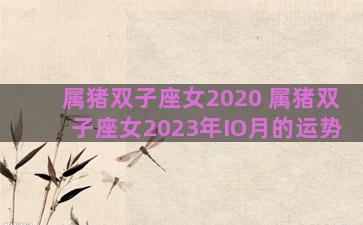 属猪双子座女2020 属猪双子座女2023年IO月的运势 属猪双子座女2020 属猪双子座女2023年IO月的运势